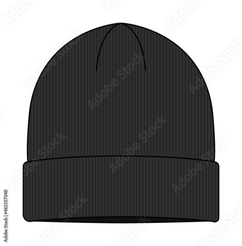 Beanie hat (knit cap)  template vector illustration | Black