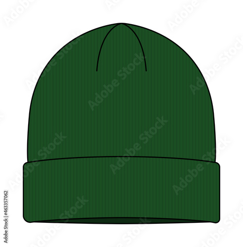 Beanie hat (knit cap)  template vector illustration | Green