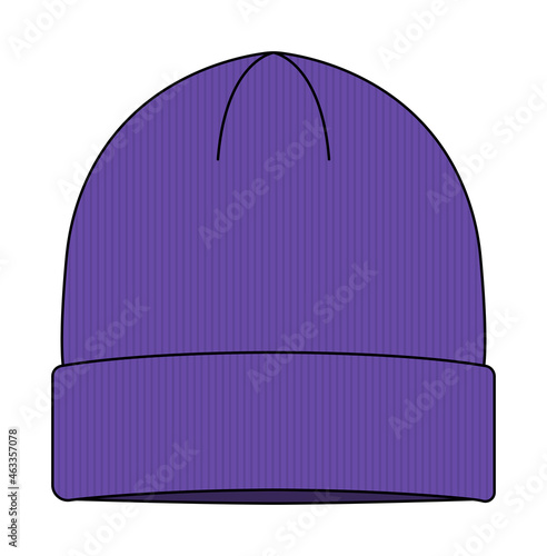 Beanie hat (knit cap)  template vector illustration | Purple