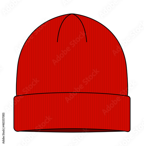Beanie hat (knit cap)  template vector illustration | Red
