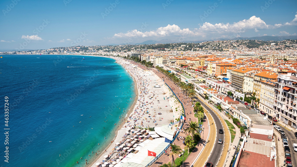 View of the cote d'Azur in Nice, France - obrazy, fototapety, plakaty 