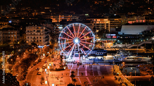 View of Cannes at night, France
