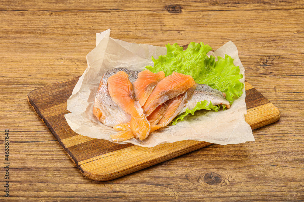 Sliced natural wild trout fillet Sliced natural wild trout fillet