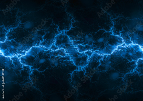 Cold blue plasma lightning, abstract energy and electricity background