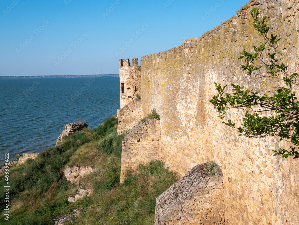 Ruins of the Akkerman Fortress. Bilhorod-Dnistrovskyi fortress, Ukraine. Exteriors of the fortress on a sunny summer day.