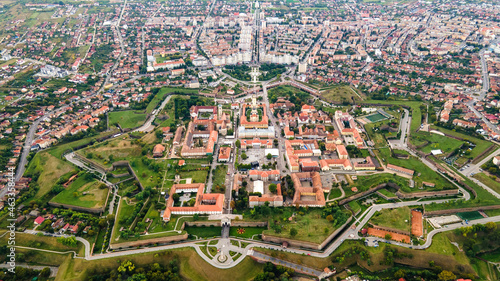 Bild auf Leinwand Aerial drone view of Alba Carolina Citadel in Alba-Iulia, Romania