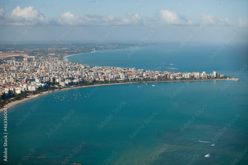 Aerial view of beaches in Maceio, Alagoas, Northeast region of Brazil