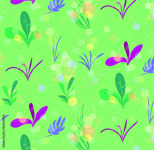 colorful leaves and circles pattern. Set of hand drawn vector.