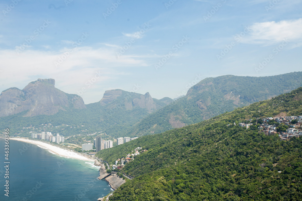 Aerial view of beaches in Rio de Janeiro, Southeast region of Brazil