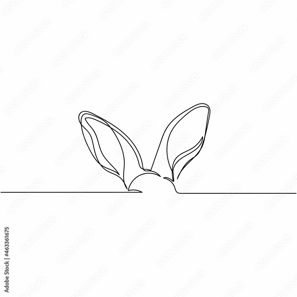 One Ear Rabbit Drawing Vector continuous one single line drawing of rabbit ears Easter concept ...