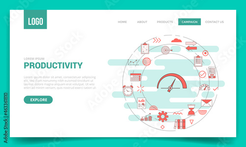 productivity concept with circle icon for website template or landing page homepage