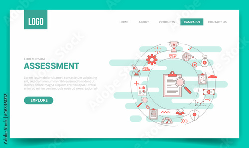 business assessment concept with circle icon for website template or landing page homepage