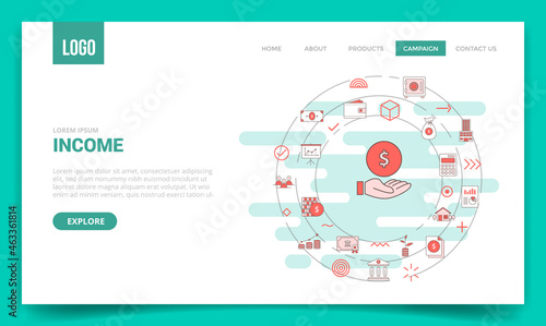 business income concept with circle icon for website template or landing page homepage