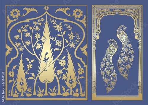 peacock motif designs, textile , Rajasthan, royal India	