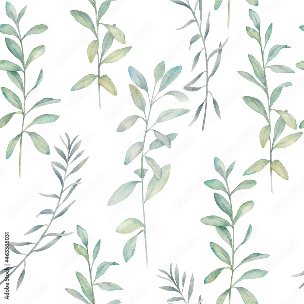 Watercolor seamless pattern with eucalyptus branches . Hand drawn illustration Watercolor seamless pattern with eucalyptus branches . Hand drawn illustration