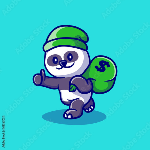 cute money thief panda illustration