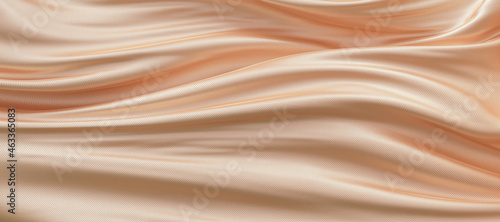 Gold silk fabric background, 3d rendering golden cloth material beautiful folds. photo