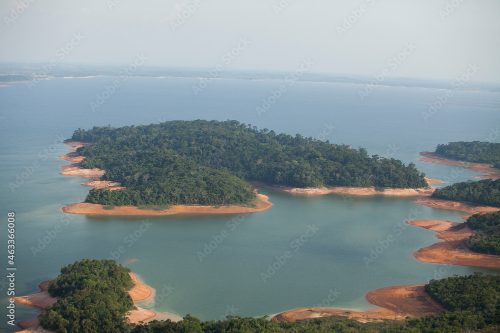 Aerial view of body of water - lake. High quality photo