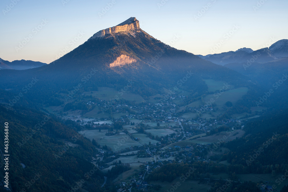 Sunrise on the Chamechaude mountain in the french alps