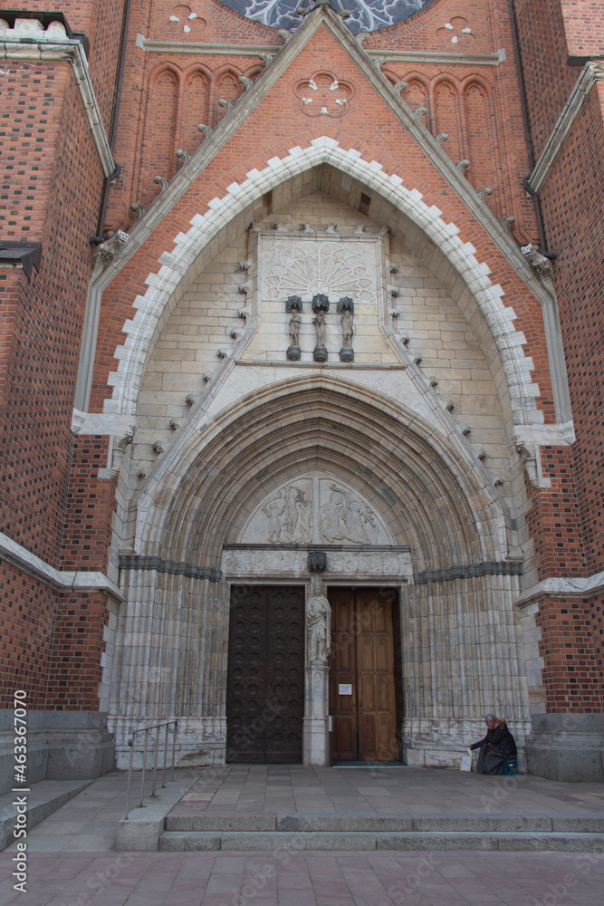 Entrance gate to Uppsala Cathedral, Scandinavian largest church in Sweden.