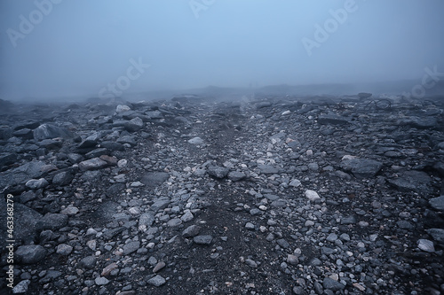 Canvas Print mountains rocks stones fog landscape, background minimalism