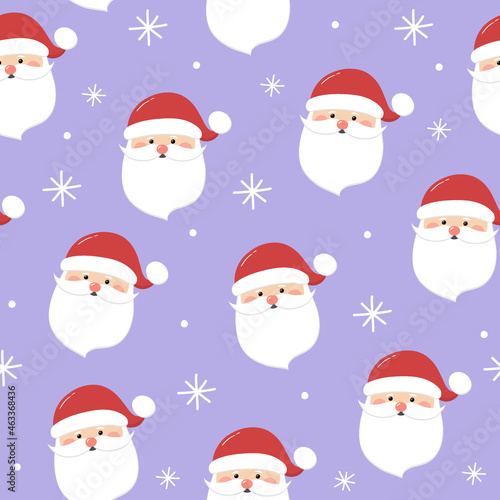 Design of seamless pattern with funny Santa Claus. Vector