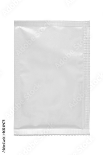 White paper sachet packet isolated on white.