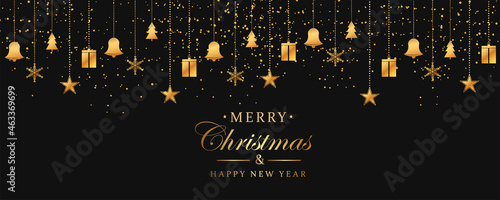 Elegant merry christmas background wirh christmas ornaments