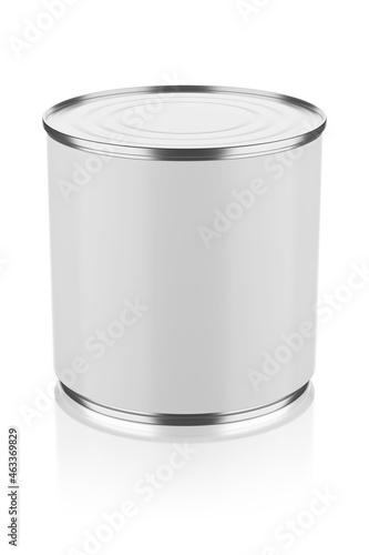 Tin can isolated on white background. 3D rendering.