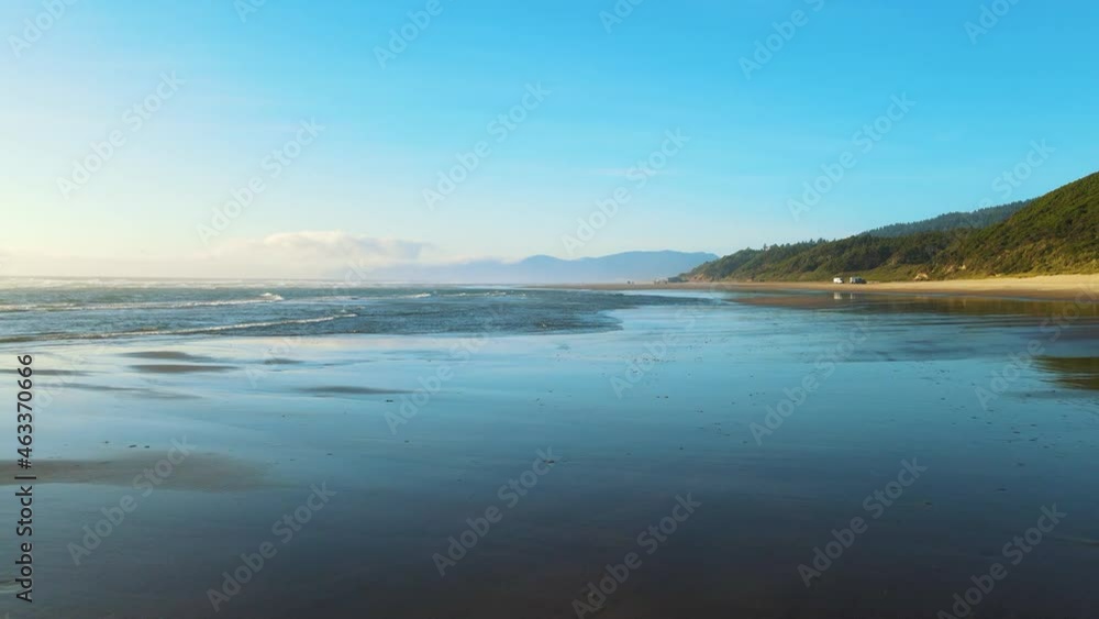 A beautiful beach on the shores of the Pacific Ocean, video from a drone. A beautiful beach on the shores of the Pacific Ocean, video from a drone.
