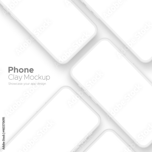 Clay Phones for Showcase Mobile App Design, Isolated. Vector Illustration