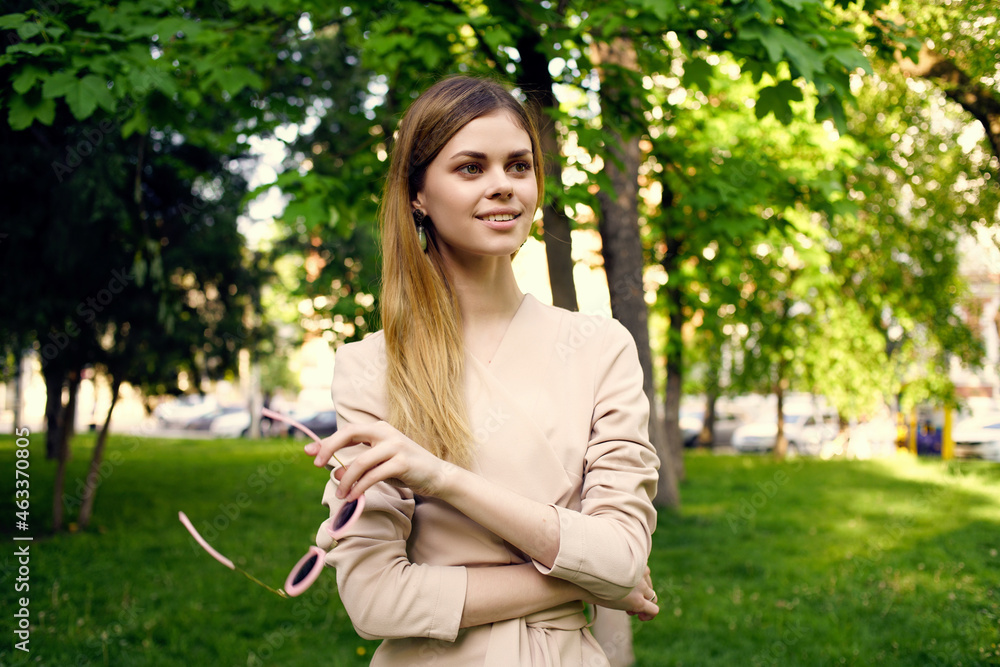 beautiful woman outdoor walk fashion summer model