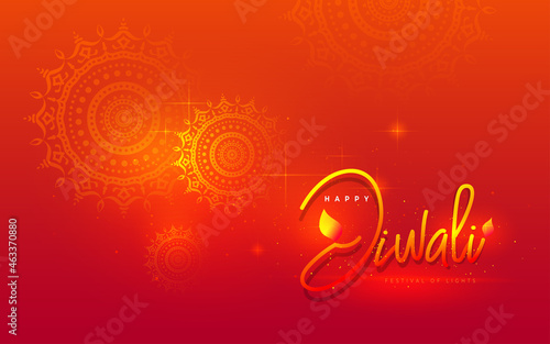 Diwali Festival Background with Round Floral Ornament - Diwali Background Template with Floral Ornate