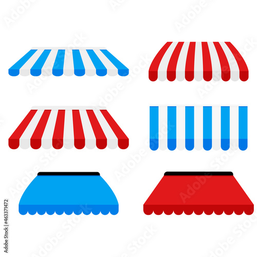 Collection of roof canopy, awning for shop, tent bunting