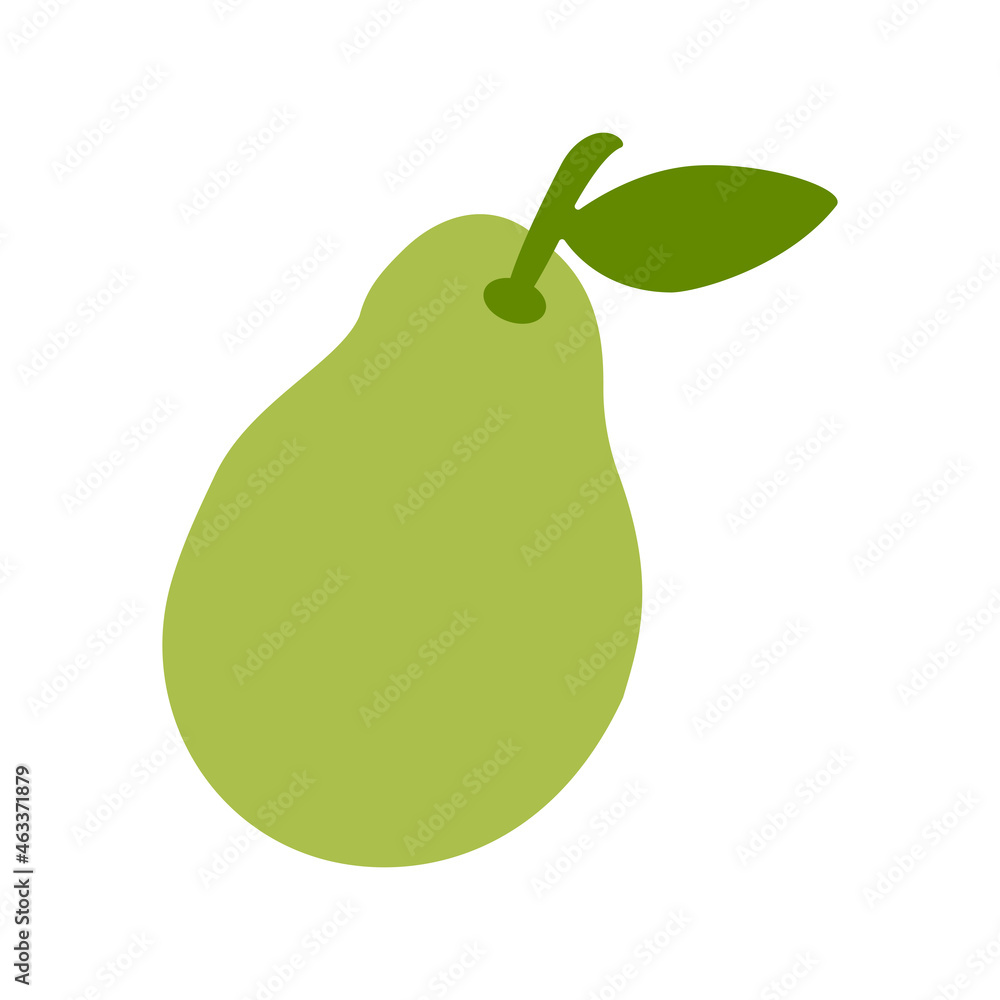 Pear vector flat material design object. Illustration isolated on a white background.