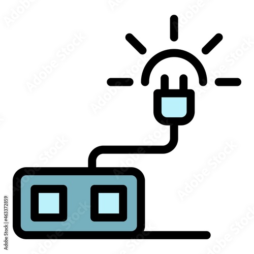 Smart electric plug icon. Outline smart electric plug vector icon color flat isolated