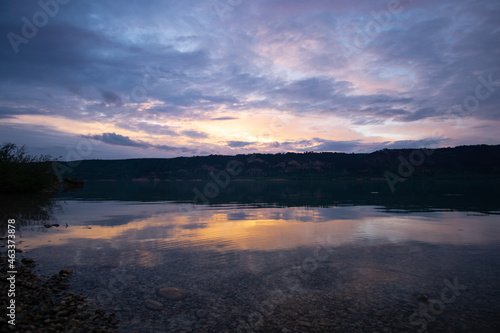 Picturesque sunset on Lac de Sainte Croix in France