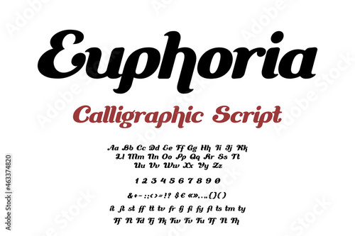 Calligraphic Font Script Italic Vector design. Lettering Typography Calligraphy Symbol Typeset Alphabet collection with Ligatures
