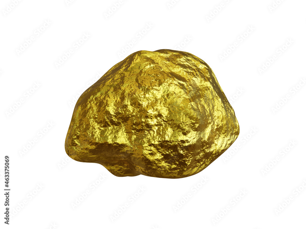 3D gold nugget isolated on white background. Clipping path. 3D gold nugget isolated on white background. Clipping path.
