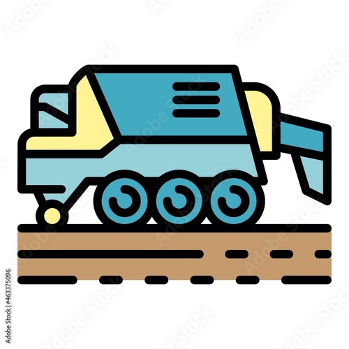 Harvester icon. Outline harvester vector icon color flat isolated