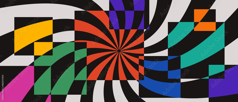 Cool Trendy Geometric Abstract Optical Illusion Background. Modern Colorful Abstraction Backdrop. Rays Illustration. Cool Trendy Geometric Abstract Optical Illusion Background. Modern Colorful Abstraction Backdrop. Rays Illustration.