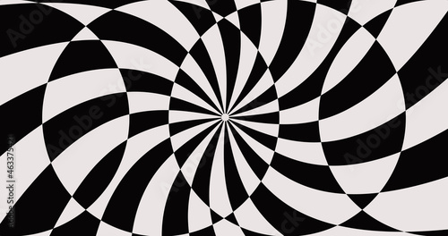 Abstract Circular Optical Illusion Background. Retro Geometric Spriral Vector Illustration. Modern Monochrome Op Art.