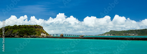 tropical panorama of the blue ocean