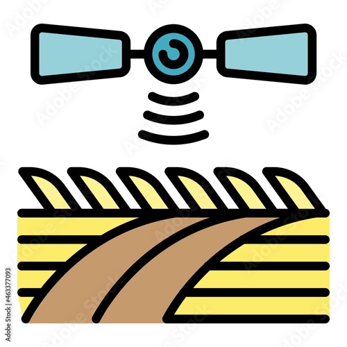 Satellite farming control icon. Outline satellite farming control vector icon color flat isolated