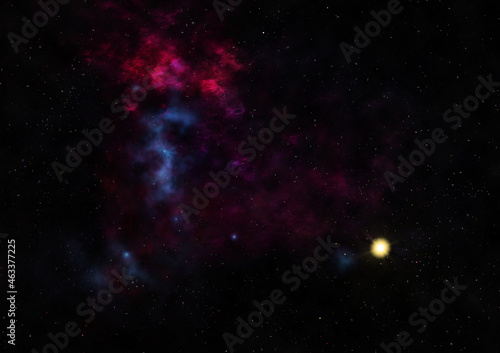 Star field in space and a nebulae. 3D rendering