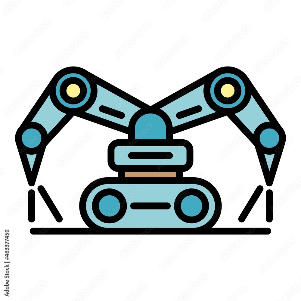 Robot farm working icon. Outline robot farm working vector icon color flat isolated Robot farm working icon. Outline robot farm working vector icon color flat isolated