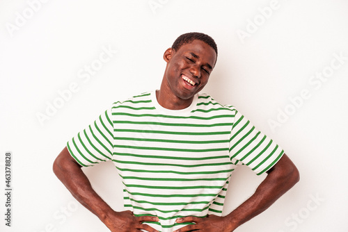 Young African American man isolated on white background happy, smiling and cheerful.