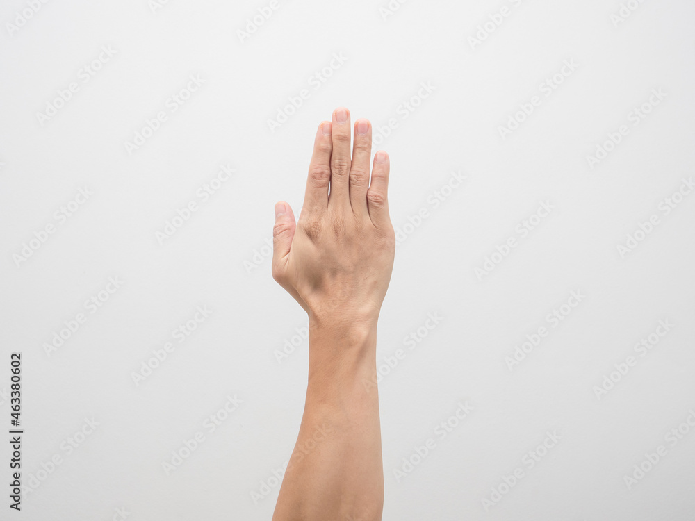 Man hand side view white isolated Man hand side view white isolated
