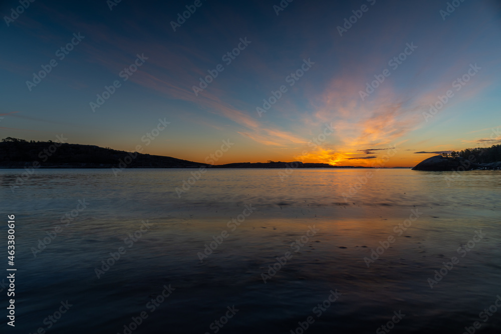 a beautiful sunrise in the fjord at Tønsberg Tønne in beautiful norway a beautiful sunrise in the fjord at Tønsberg Tønne in beautiful norway