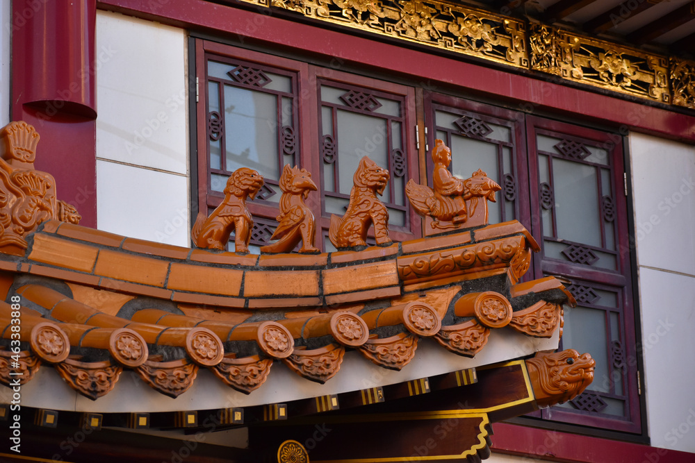 Fototapeta premium 正月の横浜中華街の屋根瓦の風景